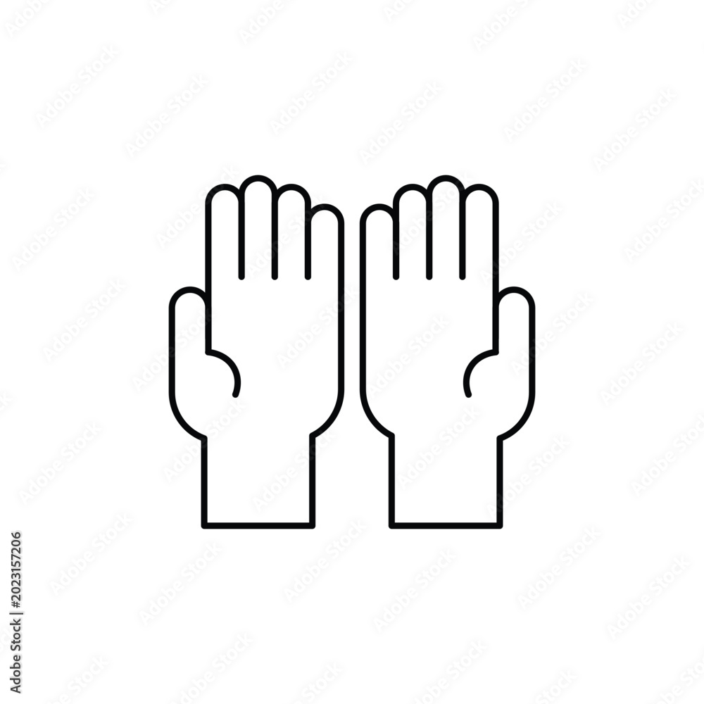 Fototapeta premium Pray icon isolated on white background in stroke line style
