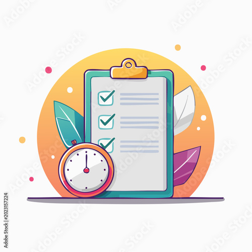 Checklist and Clock Illustration