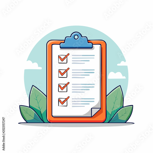 Clipboard with Checklist and Checked Boxes
