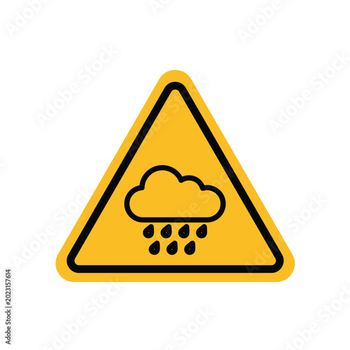 Rain warning sign isolated on white background in stroke line style