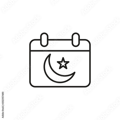 Foto Ramadan calendar icon isolated on white background in stroke line style