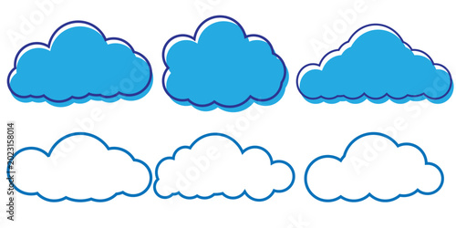 Tableau sur toile black Simple thick line cloud icons