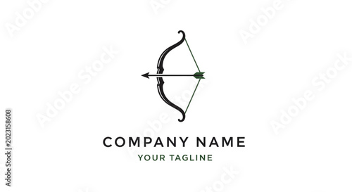 Archery bow and arrow logo template.