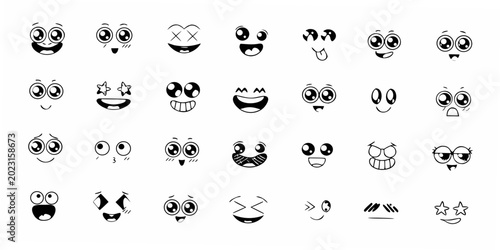 Foto cartoon facial expressions collection vector illustration on white background