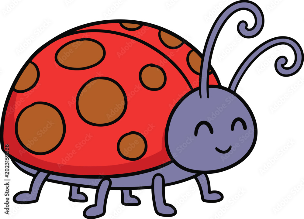 Fototapeta premium Cute Red Ladybug with Brown Spots