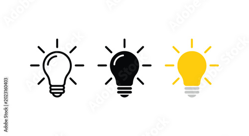 Картината върху платно Light bulb icon set representing idea, creativity, and innovation in outline, so