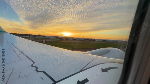 Airplane Landing Portland Oregon Golden Hour POV 