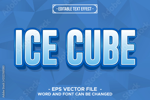 Ice Cube Cold Frosty Blue 3D Editable Text Effect EPS Vector