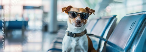 Cool Dog with Sunglasses at an Airport