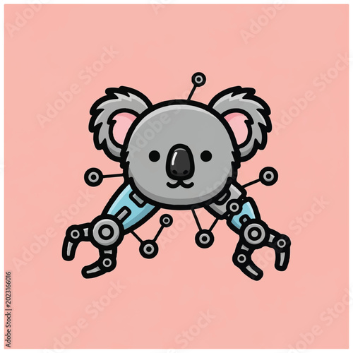 Photography Cyborg Koala Robot Animal Illustration.