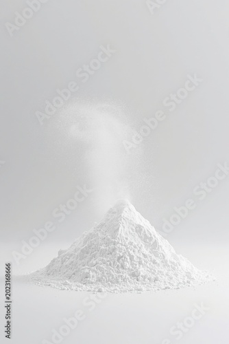 White powder explosion cloud bursting from a minimalist pile