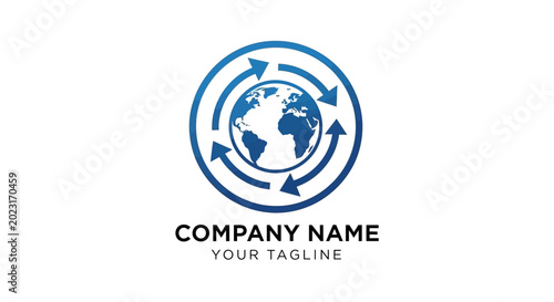 Global business template with earth logo.