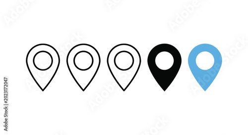 Bild auf Leinwand Location pin icon set representing navigation, map marker, and place identificat