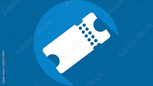 Ticket, white ticket icon, blue background, speech bubble, ticket stub
