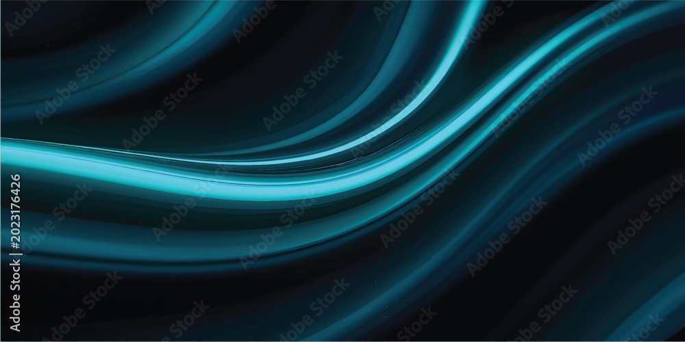 Fototapeta premium An abstract flowing dynamic loop of bright blue neon light trails forming an intricate interconnected knot against a dark deep blue background representing energy flow and digital connection