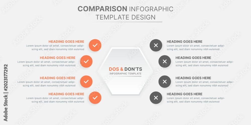 Naklejka premium Dos and Don'ts Comparison Infographic Template with Checkmarks and Crosses