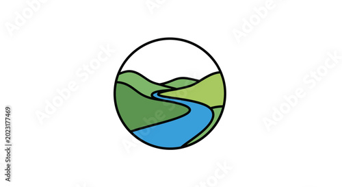 Obraz na płótnie Stylized River Landscape Icon