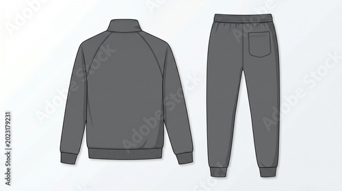Gray athletic wear set with sweatshirt and sweatpants for fitness or casual wear