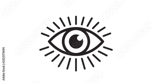 Foto Minimalist tribal style icon displaying a wide open mystical third eye vector im