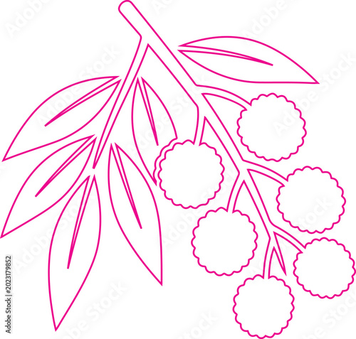 Pink branch with leaves and berries nature