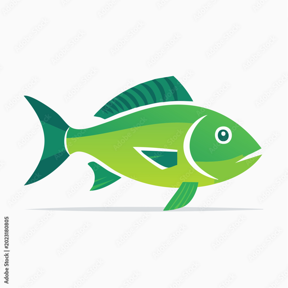 Obraz premium Stylized Green Fish Illustration