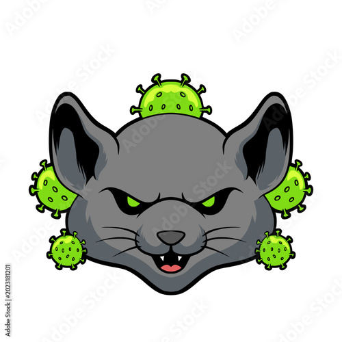 Angry Mouse Virus Mascot Cartoon Vector Illustration