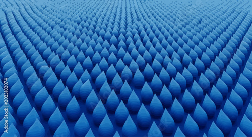 Photography Blue 3D geometric shapes arranged in rows.