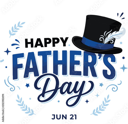 фотографія Happy father's day graphic with top hat and laurel leaves celebration occasion