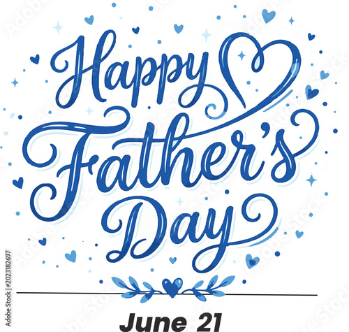 Fotografie Happy father's day graphic with heart and blue hearts celebration occasion