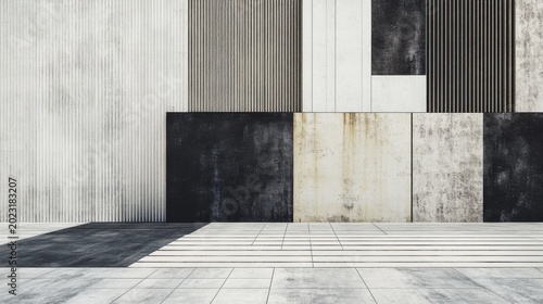 Modern abstract architecture urban landscape visual art minimalist design exterior view concrete textures