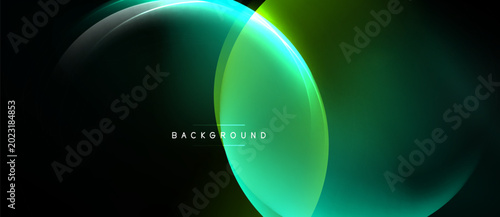 Obraz na płótnie Abstract fluid shapes overlap, creating vibrant green gradients