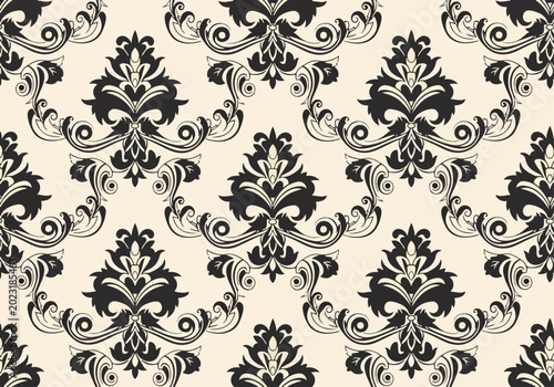 Foto Traditional royal damask seamless vector pattern for luxury wallpaper and textil