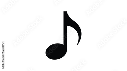Foto single eighth note icon black silhouette on white background