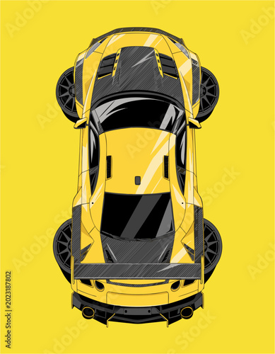 Obraz na płótnie Vibrant yellow sports car illustration.