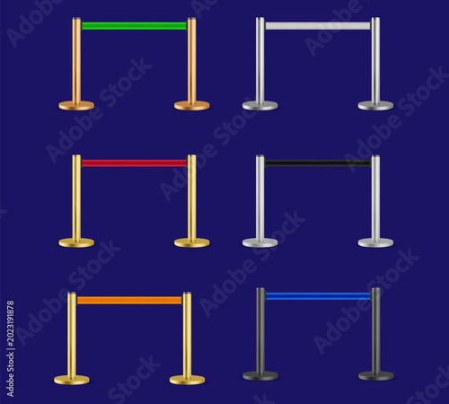 Foto Stylish stanchions, velvet rope barriers, crowd control posts, event stanchions
