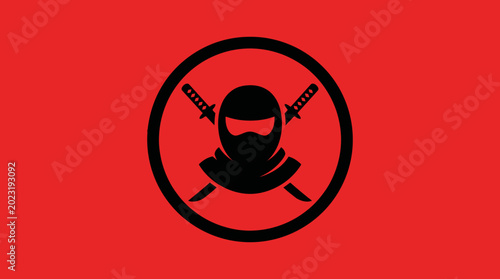 Tableau sur toile Ninja warrior stealth symbol logo icon.