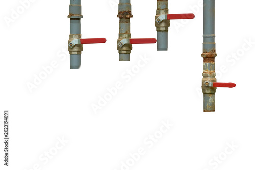 Plumbing contrlol.Water valve shutting isolated on white