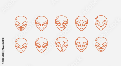 Photos Alien heads with various facial expressions