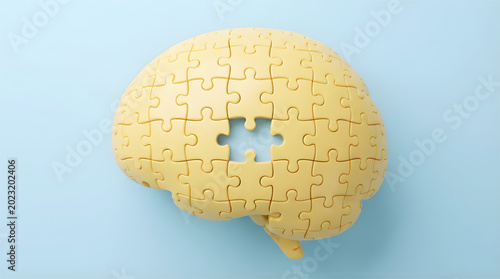 Human Brain Puzzle with Missing Piece Mental Health Concept 3D Render