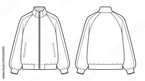 Bild auf Leinwand Oversized Raglan Sleeve Track Jacket Technical Fashion Illustration