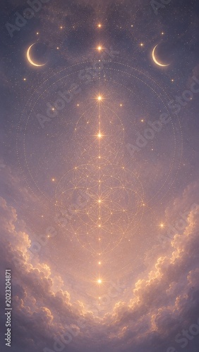 Sacred Geometry Cosmic Alignment with Celestial Light Energy