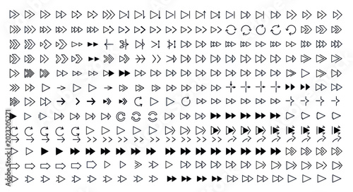Fotografi Arrow icons set directional navigation symbols