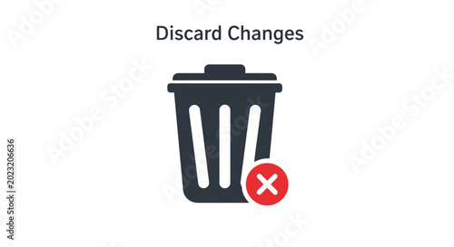 Tableau sur toile Trash can icon with a red cross symbol indicating discard changes or delete action