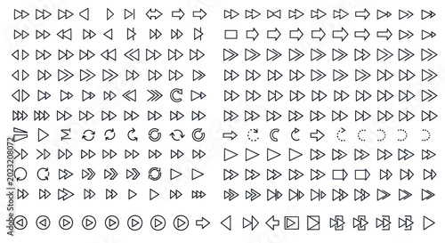 Arrow icons set directional navigation symbols