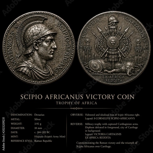 Scipio Africanus silver victory coin from Roman Republic Hispania mint