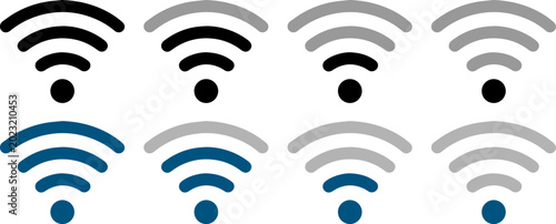Cuadro en lienzo Set of wifi signal strength icons with different levels of connectivity