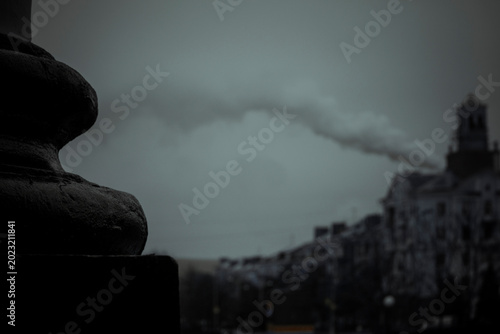 Peace Square, Donetsk Oblast, Kramatorsk, where smoke is created