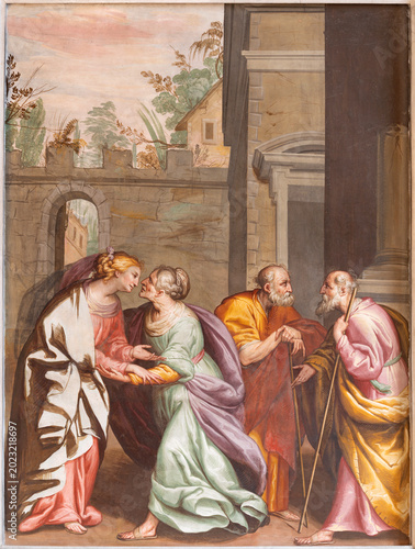 Crema - The fresco of Visitation in the church Chiesa di San Giovanni Battista by  by Gian Giacomo Barbelli (1636).