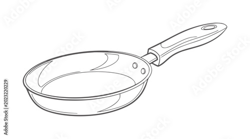 Bild auf Leinwand Simple line of a black frying pan with a handle cooking kitchen utensil
