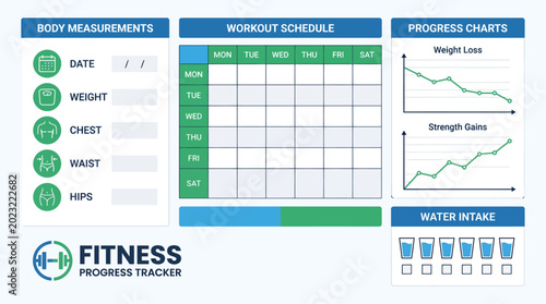 Weekly workout schedule and physical fitness planning calendar grid layout template for athlete training tracking